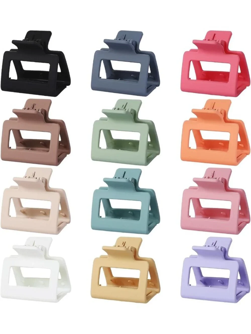 Colorful 2-Inch Medium Hair Claw Clips - 12 Pcs Matte Nonslip Acrylic Jaw Clips